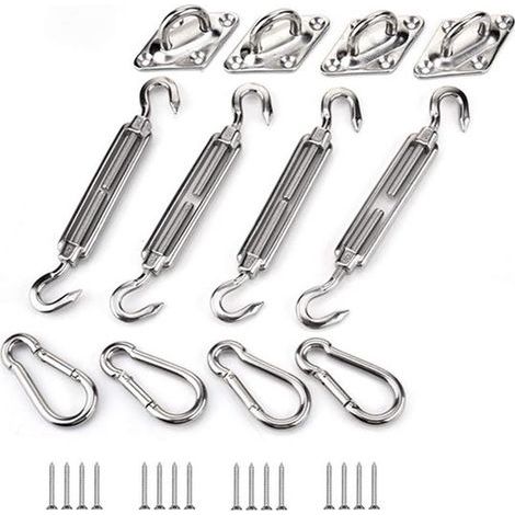 Kit de montage pour auvent en acier inoxydable - Pour auvents triangulaires et carrés (comprend 24 pièces) (1/5)