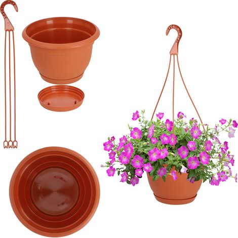 KADAX Blumentopf aus Kunststoff zum Aufhängen mit Haken, robuster Topf für fuchsiafarbene Pelargonie (1/5)