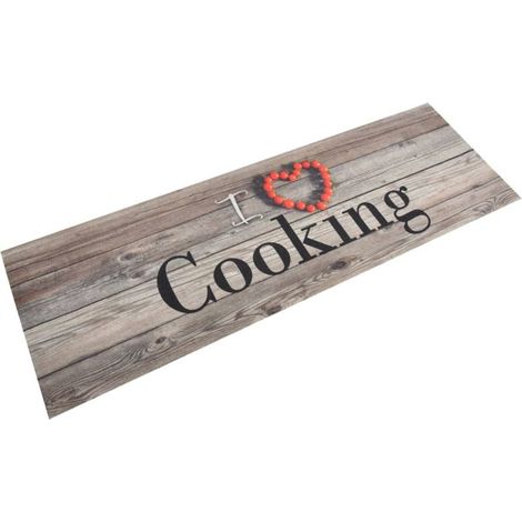 Tapis de cuisine lavable, Gris Cuisine, 60 x 180 cm, velours (1/5)