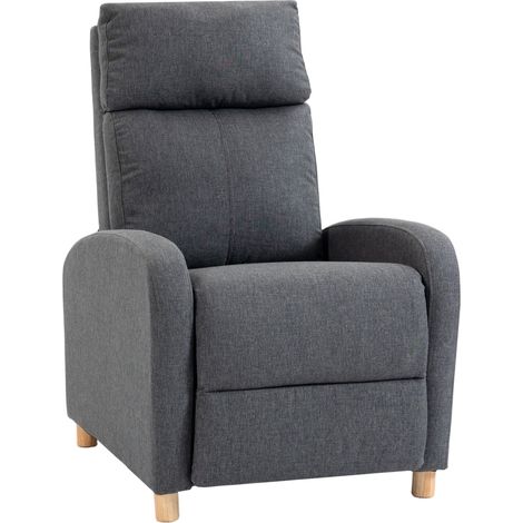 Fauteuil relax inclinable manuel à 135° avec repose-pieds en tissu, gris foncé (1/5)