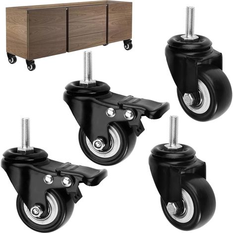 4 Pièces pivotantes pour Meubles, M8 x 25mm Chaise Bureau, Roulettes Charge Lourde Silence, Transport pour Appareils et Meubles, 140 kg (1/5)