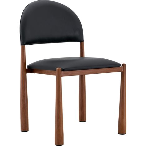 2er-Set moderne Esszimmerstühle aus schwarzem PU mit Metallbeinen, 80 cm (1/5)