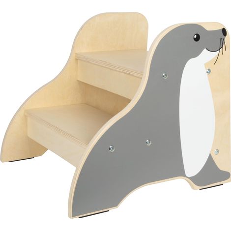 small foot gradini Wildlife in Legno, Sgabello Stabile e Antiscivolo nel Design di foca, Fino a 150 kg, per Bambini dai 2 Anni, 12669, Multicolore (1/3)