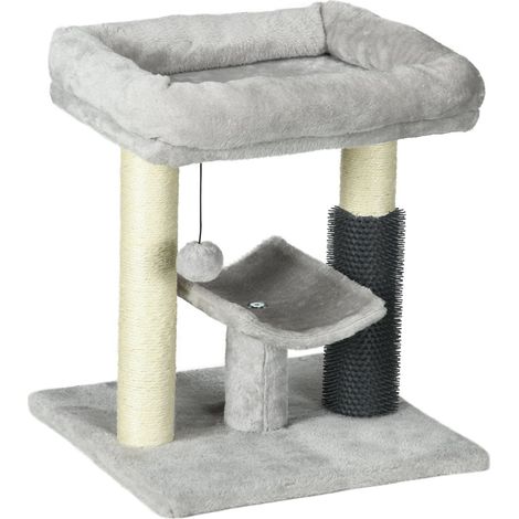 Árbol rascador para gatos torre de juegos salón 40 x 40 x 48 cm rascador de sisal cesta de felpa moderno y elegante de madera contrachapada gris 210007702 (1/5)