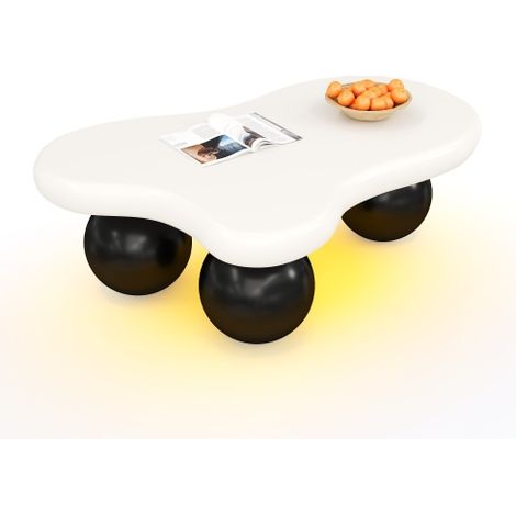 Table basse nuage LED 16 couleurs, pieds ronds salon chambre enfant