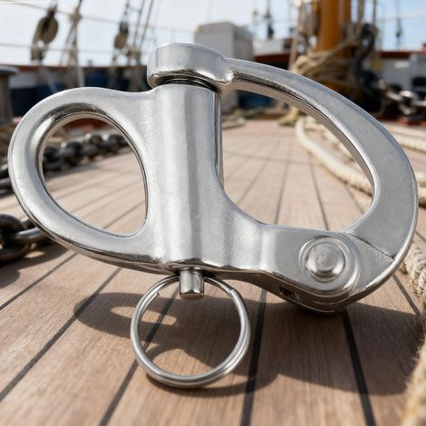 Edelstahl-Karabinerhaken, Segeltuchbefestigung, Schnellverschluss-Karabinerhaken mit Rundring für Boote (1/5)