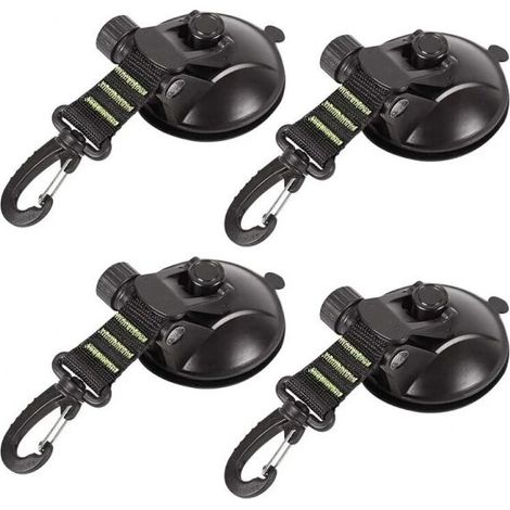 Pack de 4 ventouses d'ancrage – Fixation à ventouse pour voiture et camping – Charge maximale 10 kg – Base en gel collante (1/4)