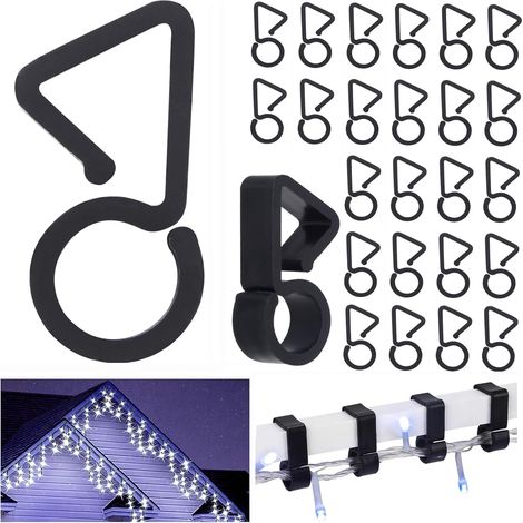 CCYKXA 60 Black Gutter Hooks for Attaching Outdoor Christmas Lights, Ideal for Hanging String Lights for Halloween and Outdoor Christmas Decorations (1/5)
