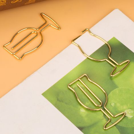 10 pièces Porte-documents en Forme de Calice Doré, Clips Métalliques Électrodorés pour Bureau Créatifs (1/5)