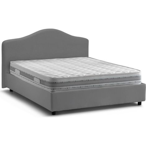 Talamo Italia Doppelbett Annunziata, Containerbett mit Stoffbespannung, 100% Made in Italy, Frontöffnung, inklusive Matratze Cm 160x190, Grau