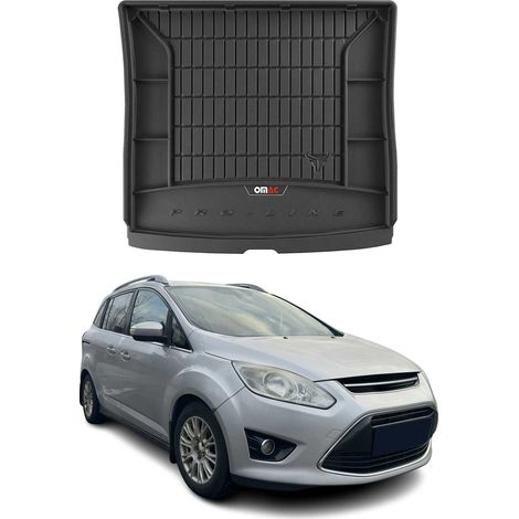 Tapis de Coffre 3D TPE Premium Compatible avec Ford Grand C-Max 2010-2019 - Bac de Protection de Coffre Intérieur antidérapant Revêtement de Coffre Bords Hauts pour Voiture Noir