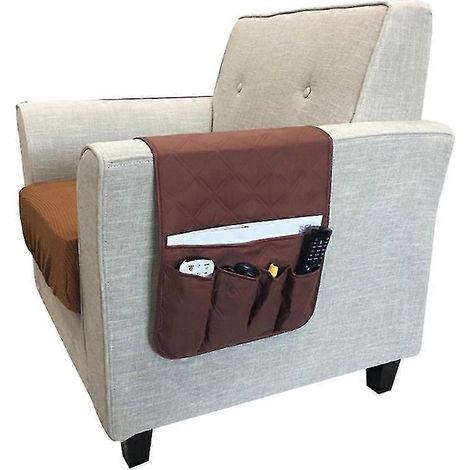 Sac de rangement pour fauteuil/canapé à 5 poches avec télécommande et accoudoir.-Coffee (1/2)