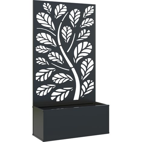 Jardinière avec brise-vue et treillis - 61L x 23l x 113H cm - Pour plante grimpante et fleurs - Bac à fleurs et paravent - Pour balcon, terrasse - Design pratique (1/5)