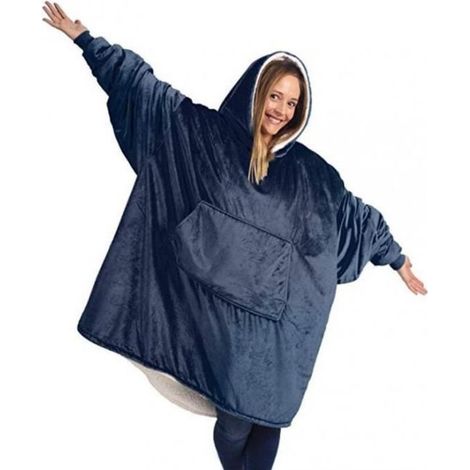 Couverture avec manches en polaire Sherpa - Taille unique - Douce et chaude - Idéale pour l'extérieur (1/4)