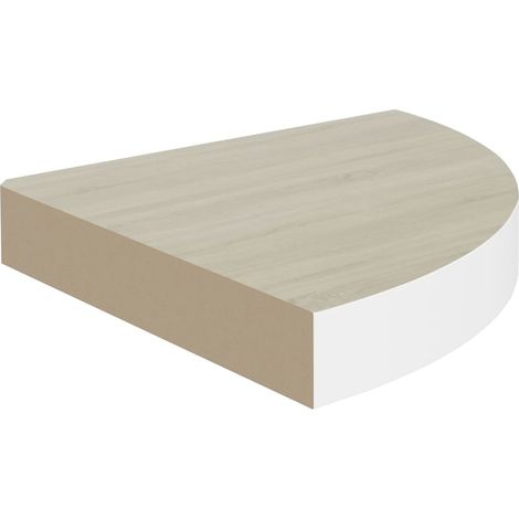 Étagère d'angle murale,Étagère flottante Chêne et blanc 25x25x3,8 cm MDF CFW39291 (1/5)