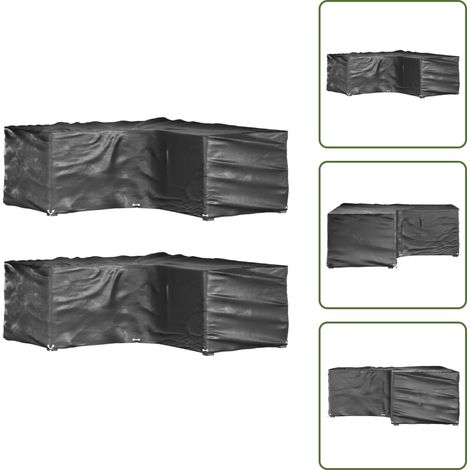 Gartenmöbel-Abdeckungen in L-Form 2 Stk. 12 Ösen 185x185x70 cm - Gartenmöbelschutzhülle - Rattanmöbel Abdecken - Gartenmöbel Abzudecken - Wetterfeste Gartenmöbelabdeckung - UV-resistente Gartenmöbelüb