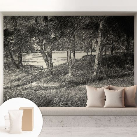 Papier peint intissé avec imprimé installation simple qualité excellente sans désordre - Colle incluse gratuite Paysage serein 208x146 cm (1/5)