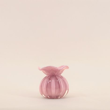 Vase boule plissé en verre opaque, H11cm (1/5)
