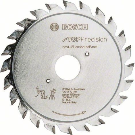 Bosch – Lame de scie circulaire 120mm – Alésage 22mm – 12+12 dents Microteq – Coupe nette pour panneaux stratifiés – Technologie Cleanteq (1/4)