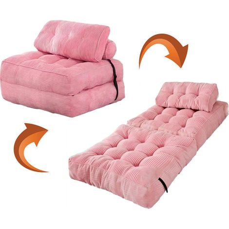 CHIGOODS Klappbares Schlafsofa mit Kissen, faltbarer Sessel mit Rückenlehne, tragbares Einzelschlafsofa für Wohnzimmer & Büro 190x85cm, Rosa