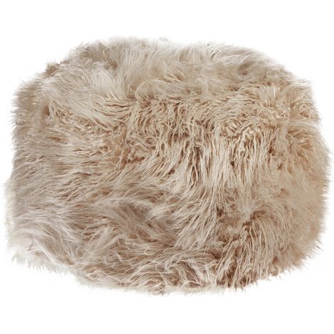 Puf de pelo sintético relleno de EPS cuadrado estampado liso 50 x 50 x 30 cm beige Tukki (1/5)