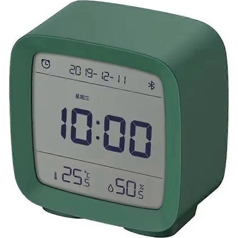 Réveil intelligent Bluetooth avec affichage de la température et de l'humidité, écran LCD, veilleuse réglable et application mobile. (GreenGreen) (1/5)