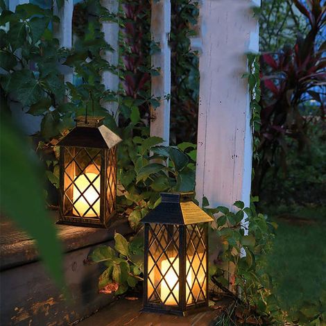Retro-Solarkerze, schwarze Dekolampe ohne Glas für Garten und Landschaftsgestaltung. (1/5)