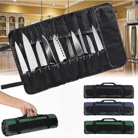 Messeretui aus gewachstem Canvas, 22 Fächer zur Aufbewahrung und Präsentation von Küchenutensilien, wasserdichte Tasche für Klingen, professioneller Messerorganizer. (1/5)