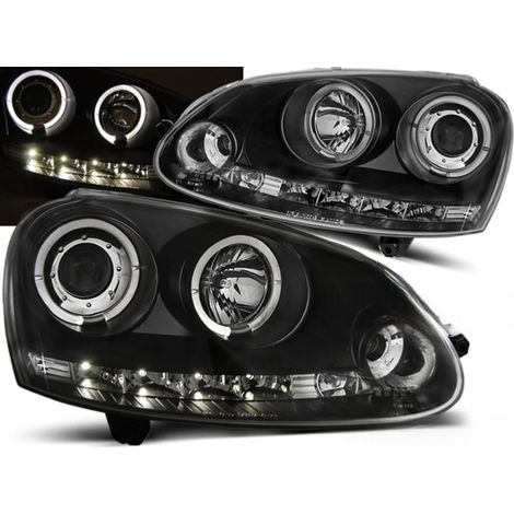 Paire de feux phares VW Golf 5 de 2003 a 2009 angel eyes led noir-27361943