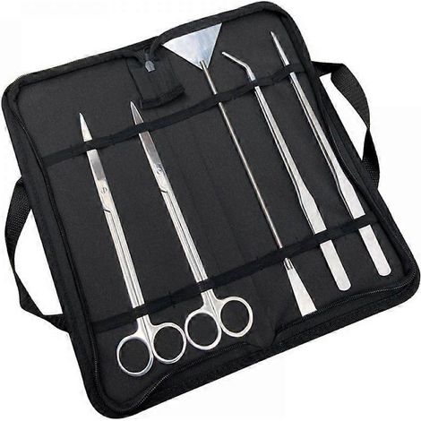 Accessoires pour aquarium en acier inoxydable, outils pour substrat d'aquarium permettant une taille précise, kit d'entretien comprenant une pince à épiler, des ciseaux et une pelle, noir. (1/5)