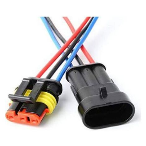 Connecteur étanche à 3 broches - - Autobloquant - Fil 16 AWG - Marine - Voiture - Camion - Bateau - Moto - 5 pièces (1/4)