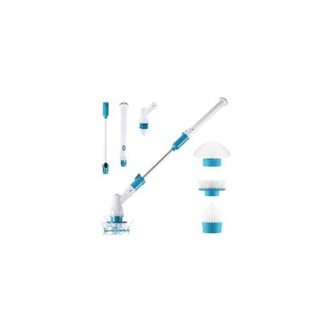 Brosse de nettoyage rotative électrique avec 3 têtes de brosse de nettoyage remplaçables, brosse à récurer télescopique étanche, adaptée à la salle de bain, au mur (Réglementation européenne) H509