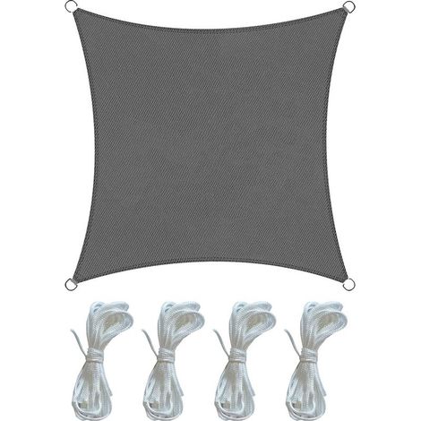 ACKERMAN Toile Solaire Gris Foncé en Polyéthylène, Voile d'Ombre Carrée 3,6 x 3,6 m pour Extérieur (1/5)