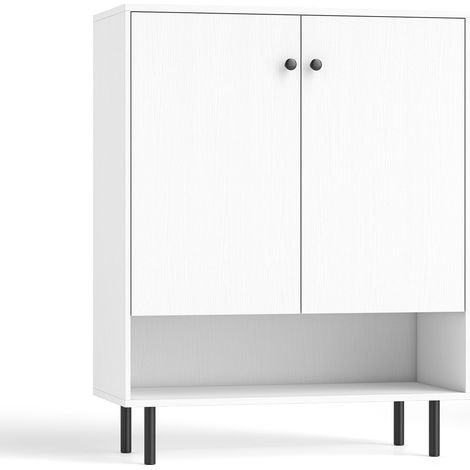 Buffet meuble de service 2 portes avec étagère réglable pour cuisine - blanc (1/5)