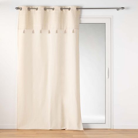 Rideau à Œillets Pompons "Izigold" 140x240cm Beige (1/3)