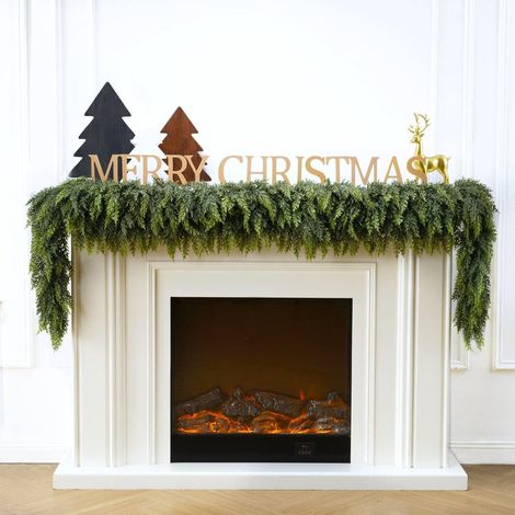 Guirlande De Noël En Cèdre Artificiel - 183 Cm - Décoration Intérieure Et Extérieure Pour Cheminée, Manteau, Mur, Porte - 1 Pièce (1/5)