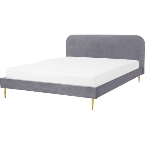 Letto matrimoniale velluto grigio piedi oro minimalista 180 x 200 cm Flayat (1/5)