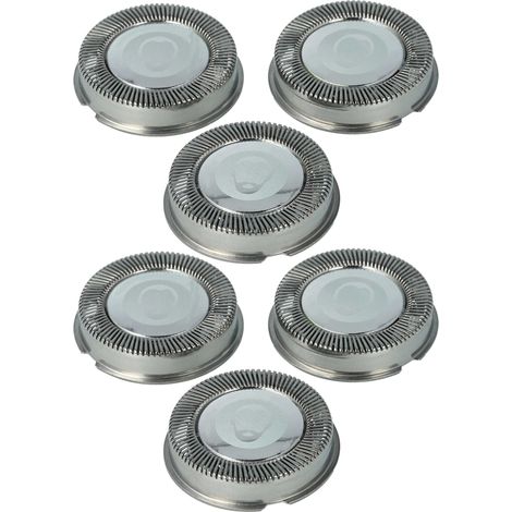 vhbw 6x cabezales de repuesto compatible con Philips HS550, HS555, HS655, HS 355B, HS536, HS540, HS355A, HS360, HS545 máquina de afeitar