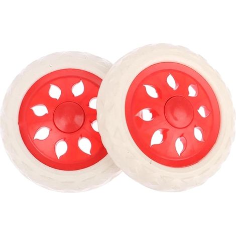 Generic Folding Grocery Cart Wheels, 2 Pieces, Rubber Foam Wheels, Shopping Cart Wheel, Luggage Cart Wheel, Red (1/5)