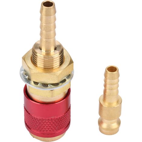 Raccord rapide M6 pour gaz et eau, compatible avec les torches de soudage MIG et TIG (rouge). (1/5)