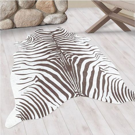 Tapis imitation peau de zèbre lavable en machine Ida Marron 150x200 (1/5)