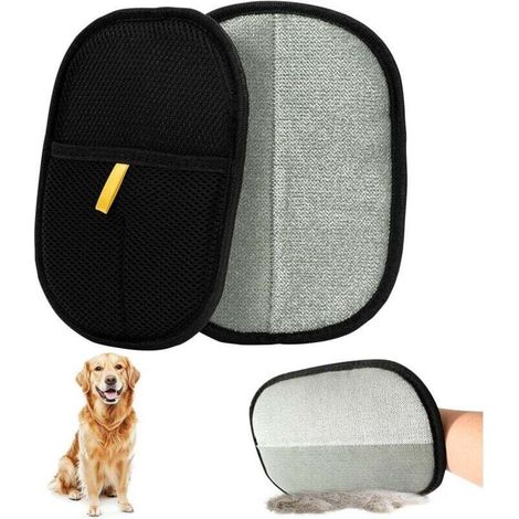 Gant de toilettage pour chats et chiens – 2 pièces réutilisables, double face, idéal pour canapés, tapis et sièges auto