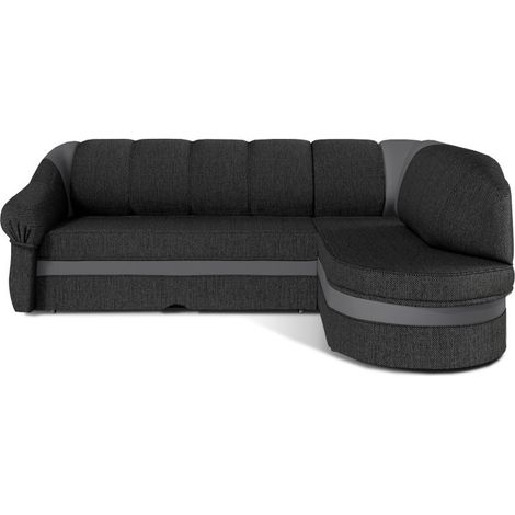 Divano angolare destro convertibile BENANA 250 cm grigio scuro e grigio con baule (1/4)