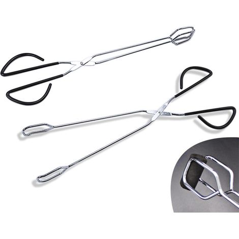 Tijeras para parrilla con pinzas - Modelo Premium - Pinzas de cocina con mangos de silicona antideslizantes para asar, cocinar y hornear (41 cm, Negro) (1/5)