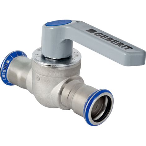 Vanne à bille Mapress en acier inoxydable d15 mm avec levier de commande et bille en PPSU, ÜA