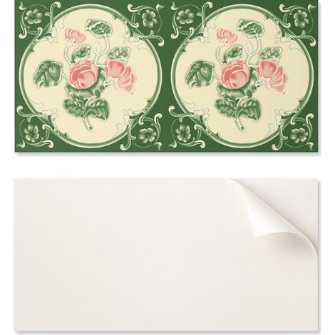 Vinilo autoadhesivo para decoraci贸n de pared, 100x50 cm, con estampado floral y hojas.