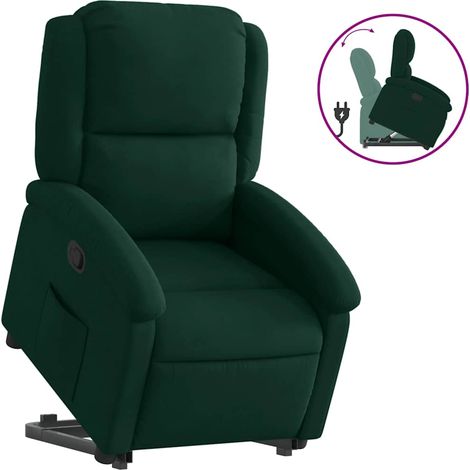 Maison Exclusive - Poltrona Alzapersona Reclinabile Verde Scuro in Velluto