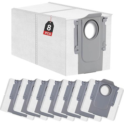 Lot de 8 sacs à Poussière pour Roborock S8 Max Ultra\\/Qrevo Master\\/Qrevo S\\/Q Revo\\/Qrevo Pro\\/Qrevo MaxV, Ensemble Accessoires sacs Aspirateur à Haute Capacité(3.1L) (1/4)