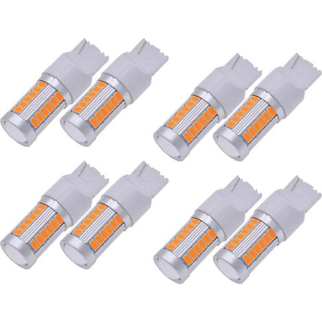 Ampoules LED 7440, T20, jaune ambre, 900 lumens, clignotants, feux de freinage, feux de stationnement ultra-lumineux (lot de 8) (1/5)