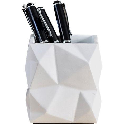 Porte-stylo de rangement pour étudiants, simple et multifonctionnel, pour le bureau ou le jardin. Pot à stylos blanc. (1/5)